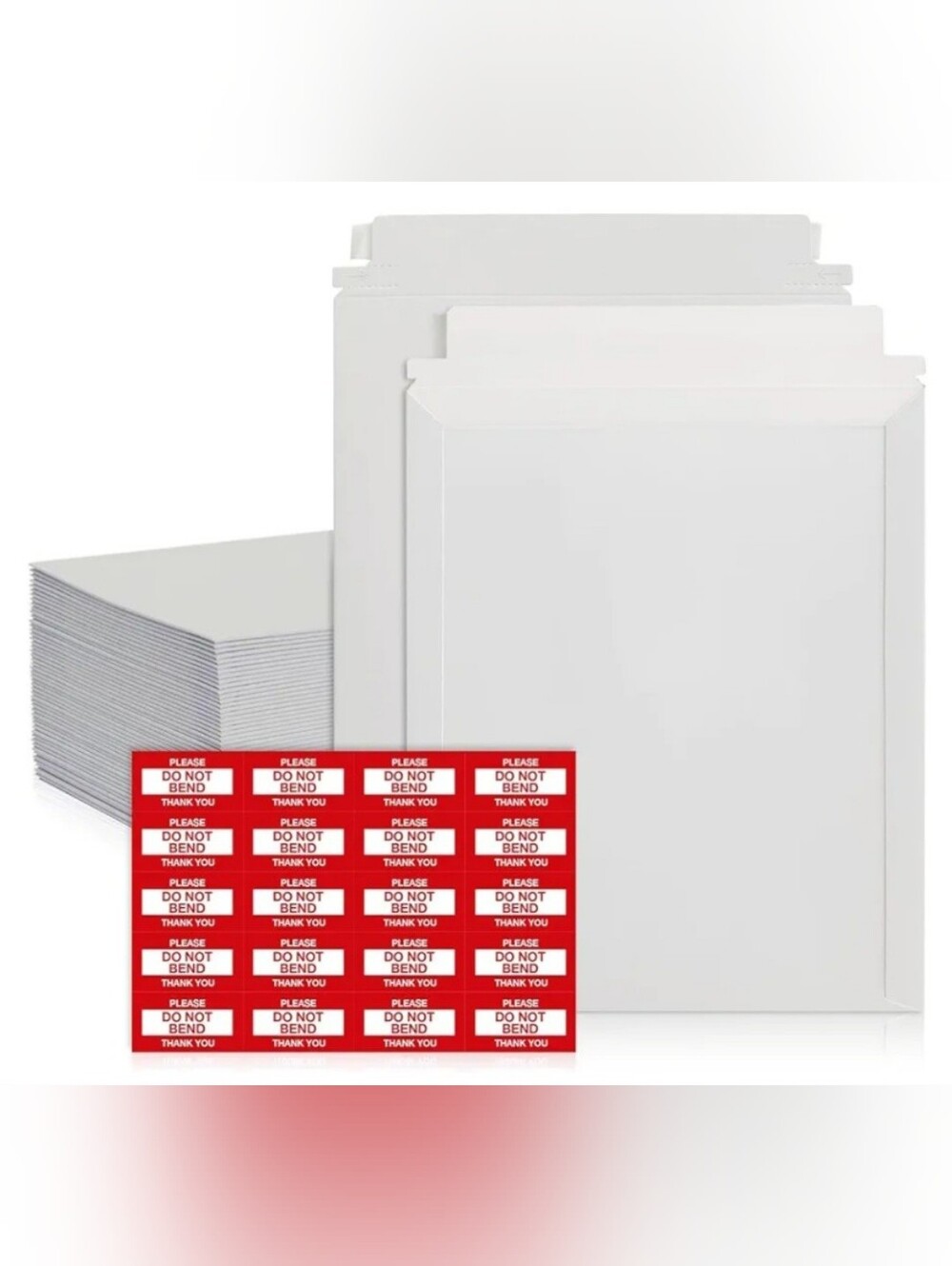 Rigid Mailers 9x12 inches 50 Pack – White Inside & Out w/Self Seal & DNB Labels